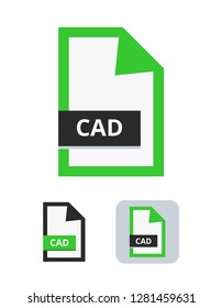 cad file flat vector icon. Symbol of Computer-aided design format – CAD for 2D or 3D design. Symbol is isolated on a white background.