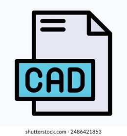CAD File Format Vector Icon, Lineal Color Isolated Vector Icon.