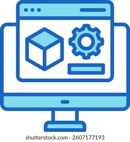 Cad Icon Blue Vector Illustration