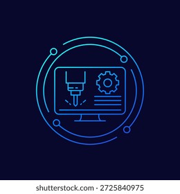 Ícone CAD, Design Auxiliado por Computador, vetor linear
