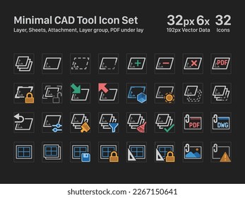 Iconos CAD 05 Dark Box Primitives hatching Mask Boolean