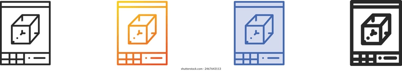 cad icon.Thin Linear, Gradient, Blue Stroke and bold Style Design Isolated On White Background