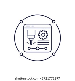 Icono de línea CAD, diseño asistido por computadora