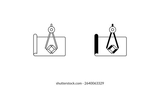 cad set icon with white background vector stock illustration