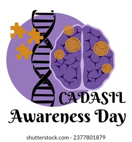 CADASIL Awareness Day, postcard or banner design about a rare neurological syndrome vector illustration