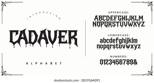 CADAVER heavy metal gothic horror display font for dark rock band logo and spooky event poster