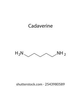 Diagrama de estrutura esquelética de cadaverina.Molécula orgânica molécula composta ilustração científica.