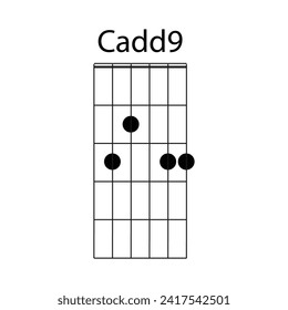 Cadd9 guitar chord icon vector illustration design