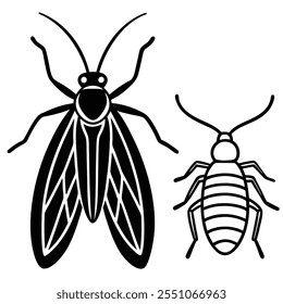 Caddisfly insect flat vector illustration on white background