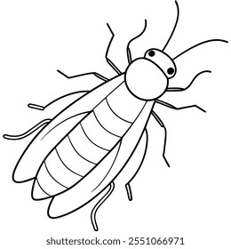 Caddisfly insect flat vector illustration on white background