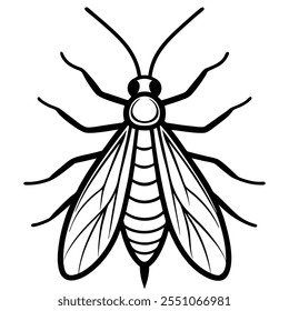 Caddisfly insect flat vector illustration on white background