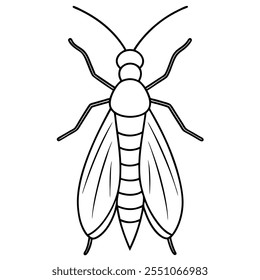 Caddisfly insect flat vector illustration on white background
