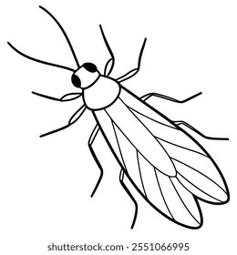 Caddisfly insect flat vector illustration on white background