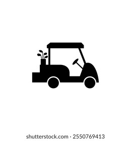 Caddy golf car silhouette vector logo design