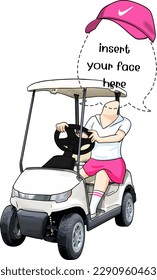 caddy lady golf character for your caricature