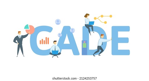 CADE, Customer Account Data Engine. Concept with keyword, people and icons. Flat vector illustration. Isolated on white.