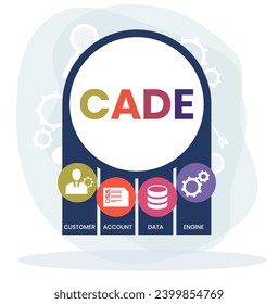 CADE, Customer Account Data Engine acronym. Concept with keyword and icons. Flat vector illustration. Isolated on white.