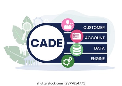 CADE, Customer Account Data Engine acronym. Concept with keyword and icons. Flat vector illustration. Isolated on white.