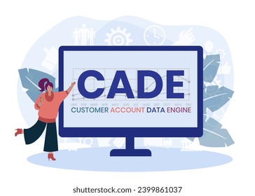 CADE, Customer Account Data Engine acronym. Concept with keyword and icons. Flat vector illustration. Isolated on white.