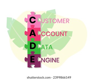 CADE, Customer Account Data Engine acronym. Concept with keyword and icons. Flat vector illustration. Isolated on white.