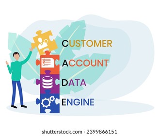 CADE, Customer Account Data Engine acronym. Concept with keyword and icons. Flat vector illustration. Isolated on white.