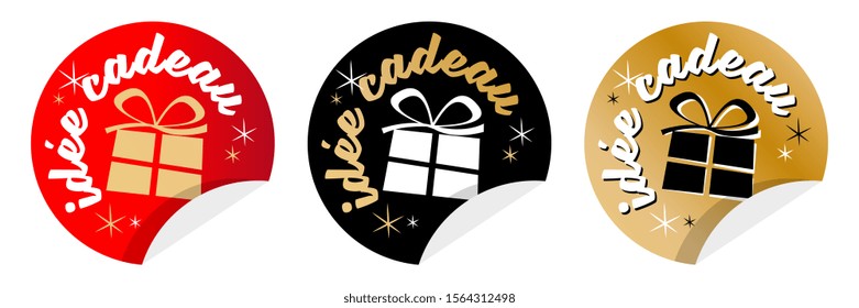 Idée cadeau, "gift idea" in French on various background