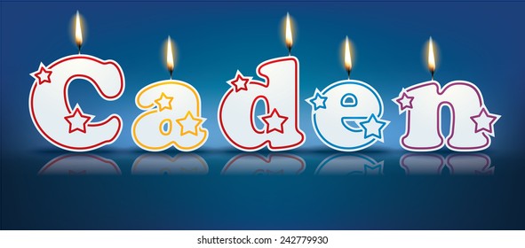 CADEN written with burning candles - vector illustration