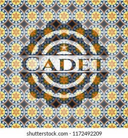 Cadet arabic style emblem. Arabesque decoration.