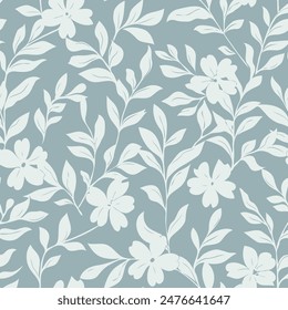 cadet blue tonal floral pattern vector