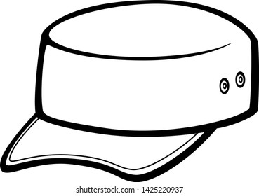 Cadet Cap Black White Illustration Stock Vector (Royalty Free) 1425220937