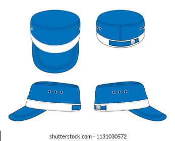 Cadet Cap Design Vector
: ฺBlue / White Color