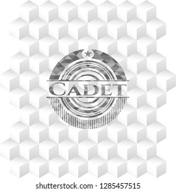 Cadet realistic grey emblem with cube white background
