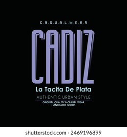 Cadiz city typography design and illustration vector for t shirt design