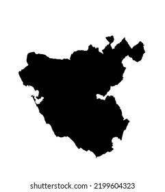 Cadiz map vector silhouette illustration isolated on white background. High detailed illustration. Spain province, part of autonomous community Andalusia. Country in Europe, EU member.