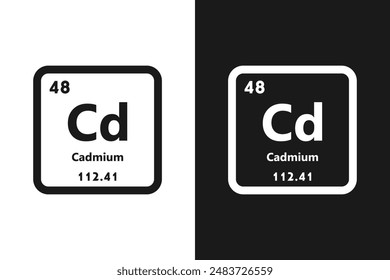 Cadmium , Cd, chemical periodic element icon. The chemical element of the periodic table. Sign with atomic number. Cadmium element