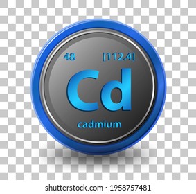 Cadmium chemical element. Chemical symbol with atomic number and atomic mass. illustration