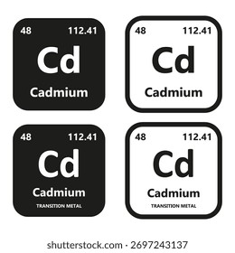 Cadmium Element vector symbol with atomic number, atomic mass and chemical group block