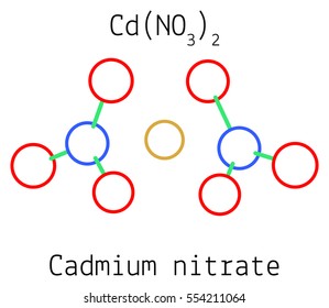 Cadmium nitrate Cd(NO3)2 or CdN2O6 molecule isolated on white
