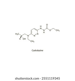 Fármaco vasodilatador de estructura molecular esquelética plana de cardalazina utilizado en el tratamiento de la hipertensión. Diagrama científico de la Ilustración vectorial.