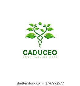 caduceo logo,  creative Plant snake vector