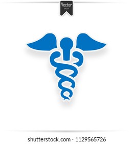 Caduceus blue logo. Caduceus material design logo