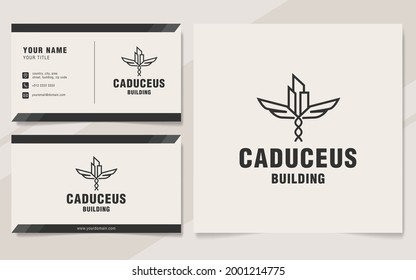 Caduceus building logo template on monogram style