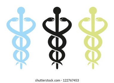 Caduceus.Set of different color.Vector. EPS-10 (non transparent elements, non gradient)