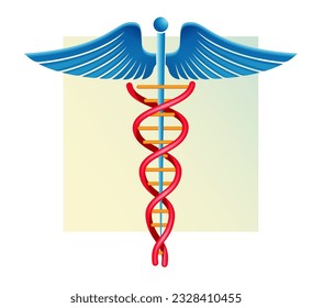 Caduceus with DNA Strand - Personalized Medicine - Icon as EPS 10 File