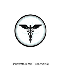 Caduceus doctora ilustración vectorial logo diseño cuidado de la salud y símbolos médicos.