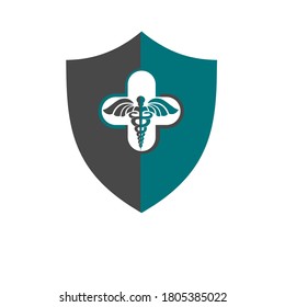 Caduceus doctor illustration vector logo design for medical and health care clinic and pharmacy symbols.