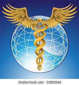 Caduceus Globe Gold