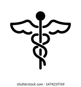 caduceus glyph flat vector icon