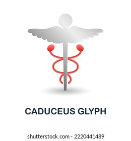 Caduceus Glyph icon. 3d illustration from medicine collection. Creative Caduceus Glyph 3d icon for web design, templates, infographics and more