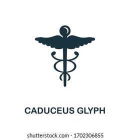 Caduceus Glyph icon set. Four elements in diferent styles from medicine icons collection. Creative caduceus glyph icons filled, outline, colored and flat symbols